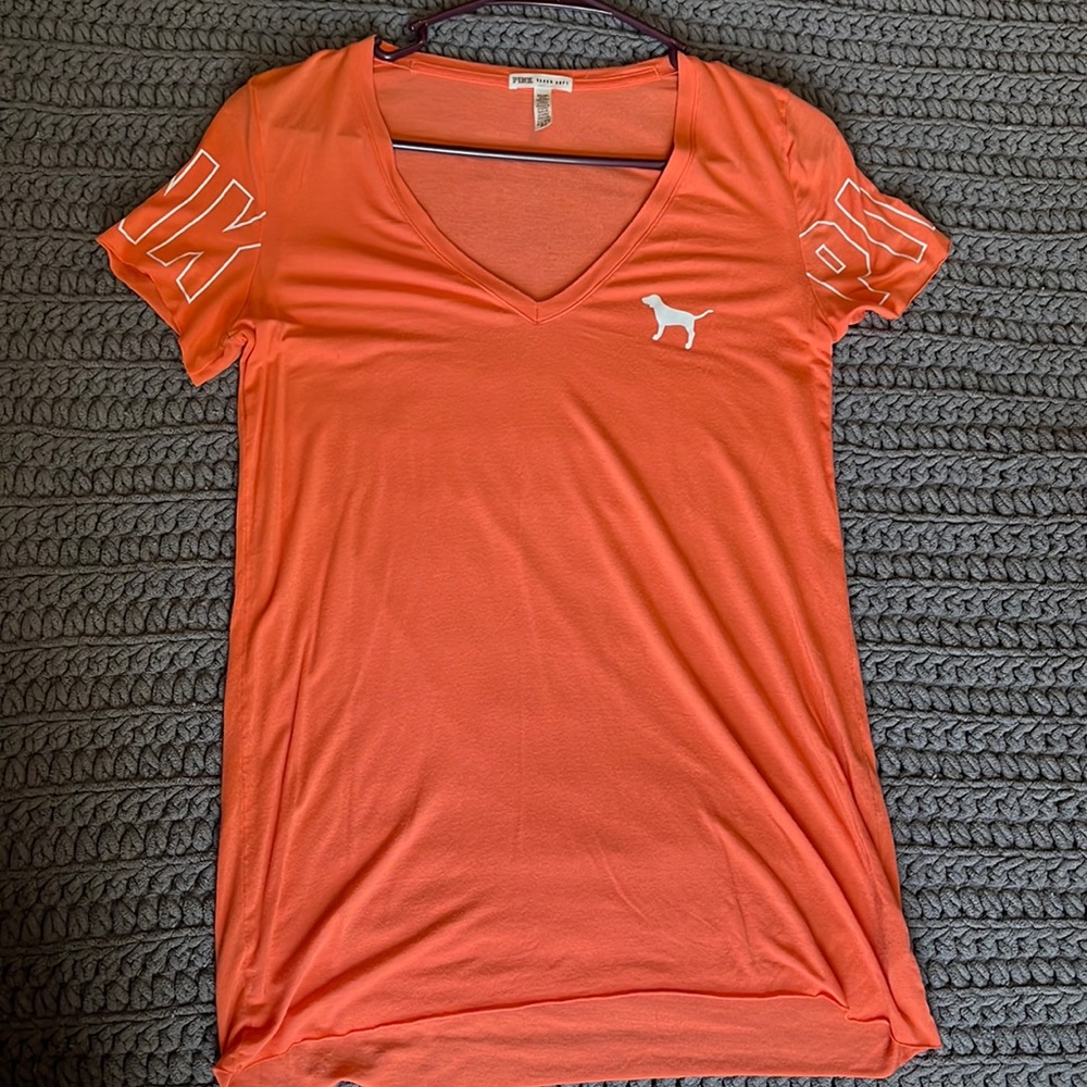 PINK peach V-Neck Short sleeve